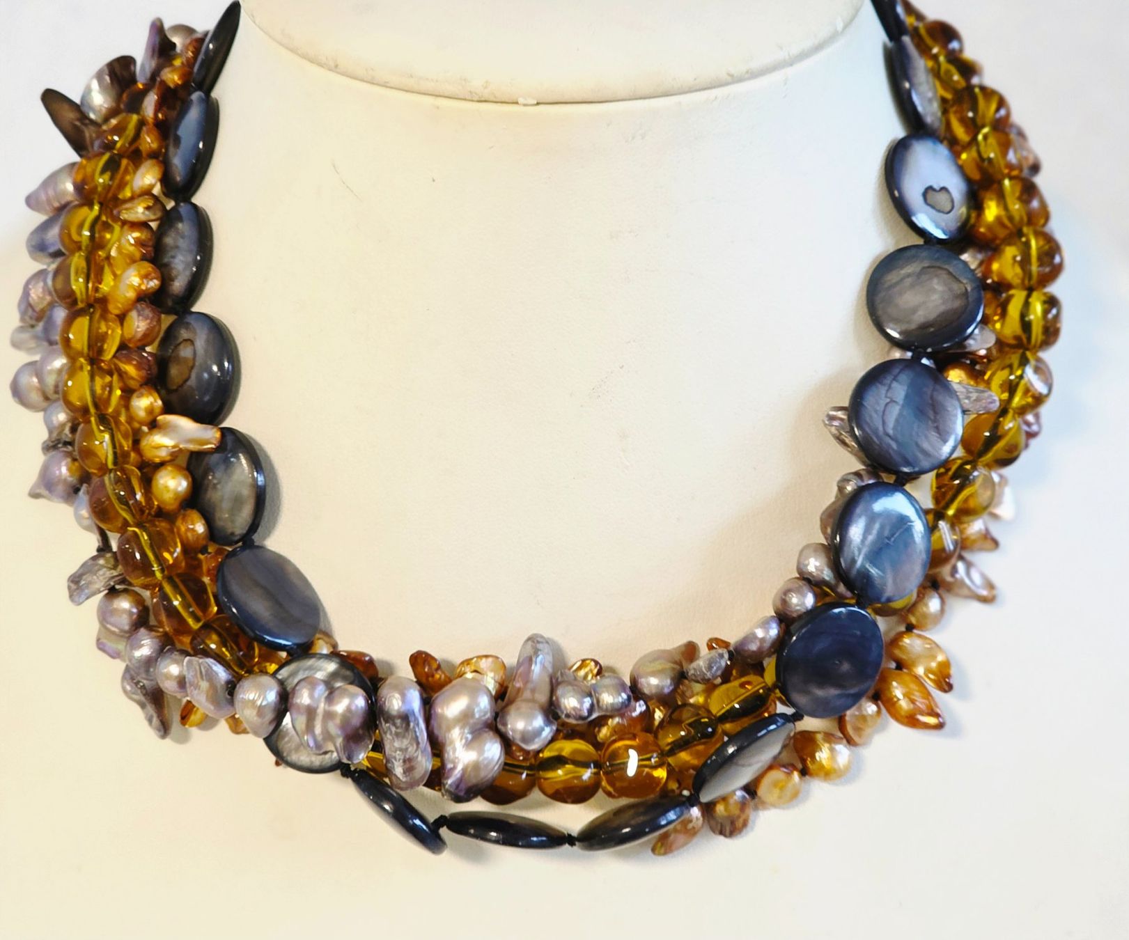 Colliers: Collier Perlen Perlmutter Bernstein 5 Stränge – Neuf (Voir description) à Zürich par Bieter04 3