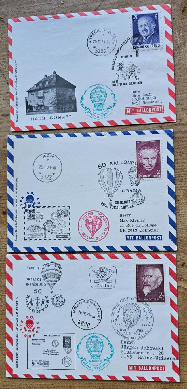 Tutti i francobolli: Österreich- 3 Briefe mit Ballonpost – Nuovo (secondo la descrizione) da Les Valettes venduto da Nuba1