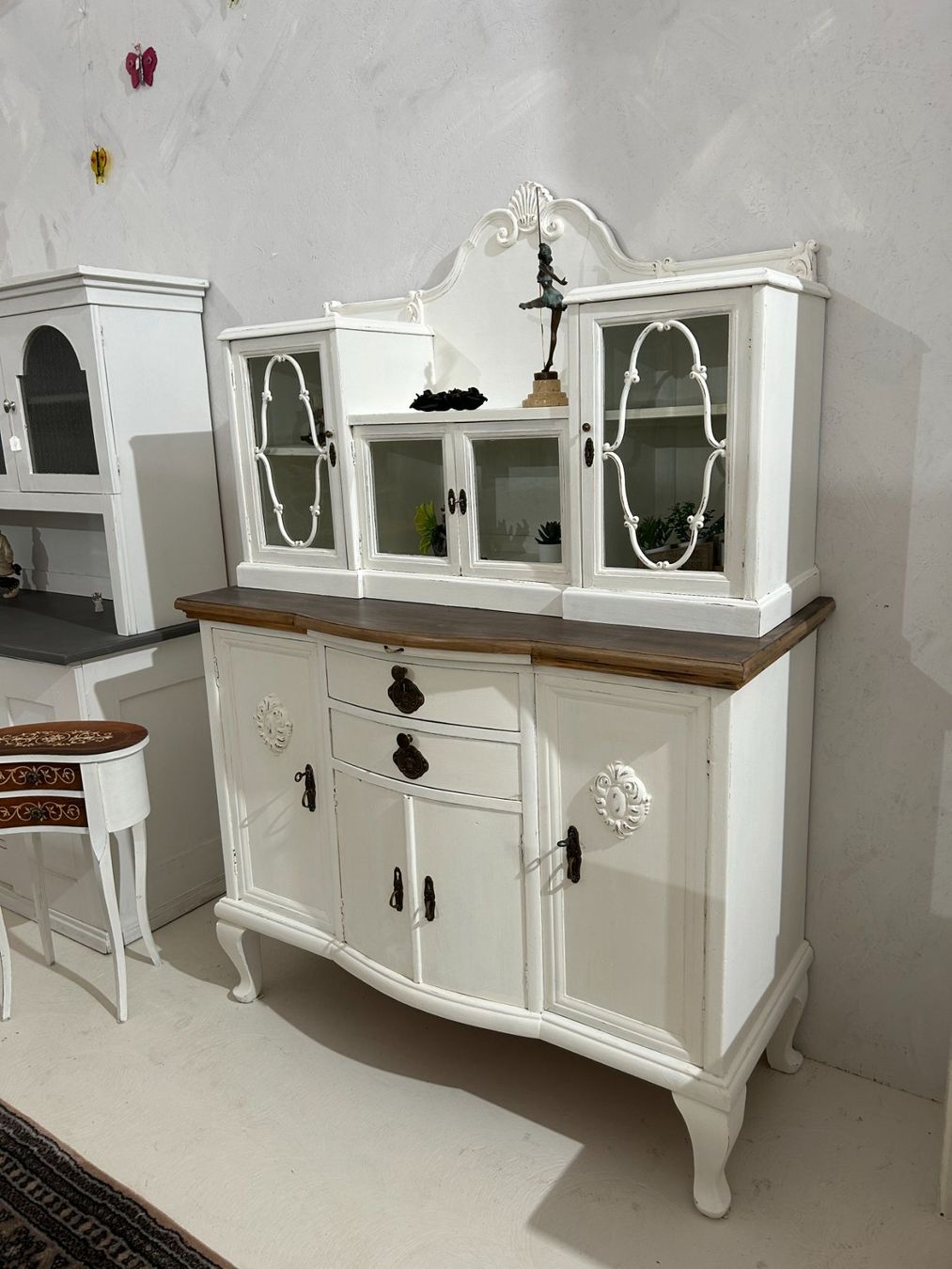 Büffets: Küchenbuffet Schrank Vitrine Eiche antik weiss vintage – Gebraucht aus Gränichen von boernies01 2