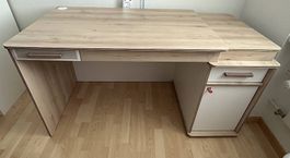 Schreibtisch verlängerbar natur holzoptik  mit Schublade