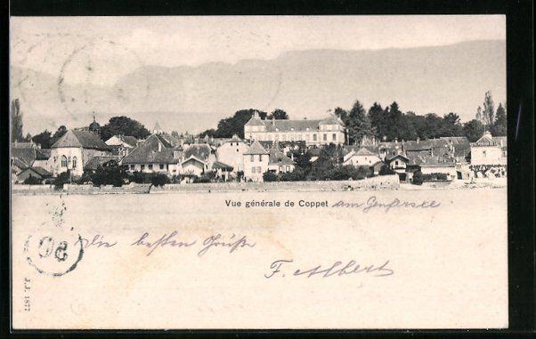 Cartoline postali: AK Coppet, Vue générale, 1901 – Usato da Berlin venduto da bartko-reher