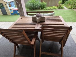 Ikea Gartentisch & Stühle aus Holz, klappbar, Sommer-Deal!