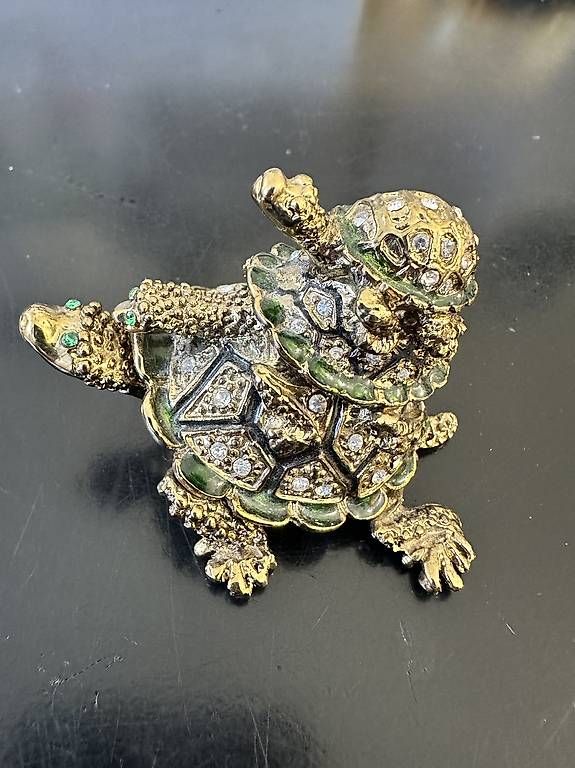 Spille & Fermagli: Schmuck Pillendose Schildkröten Vintage – Usato da Basel venduto da fasnachtsoutlet1965