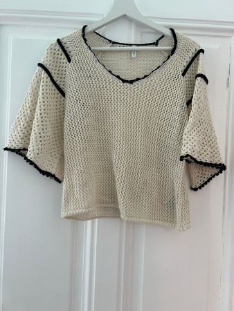 Elegantes Sommerliches Netztop, weiss, neu Gr. S (Nr 6)