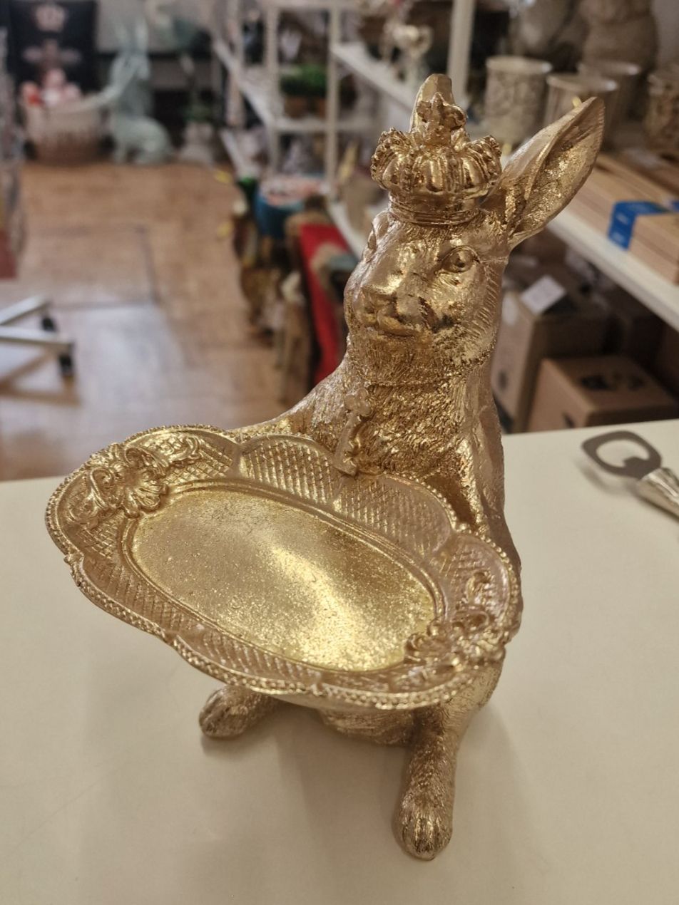 Statuette: Kartenhalter Hase mit Krone Gold – Nuovo e nell'imballaggio originale da Schaffhausen venduto da AtelierPudesco 3
