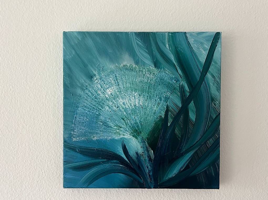 Dipinti: 40x40cm Bild grünblau "Morgentau" – Nuovo e nell'imballaggio originale da Urdorf venduto da manuela4