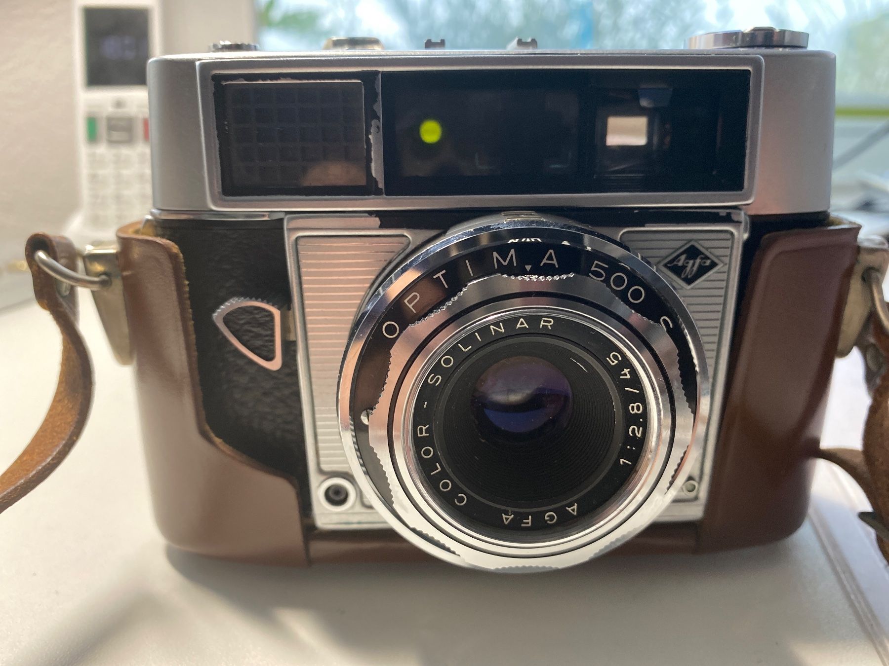 Agfa Kamera: Agfa Optima 500 S ab 1963 in brauner Ledertasche + plus – Gebraucht aus Abtwil SG von steph61