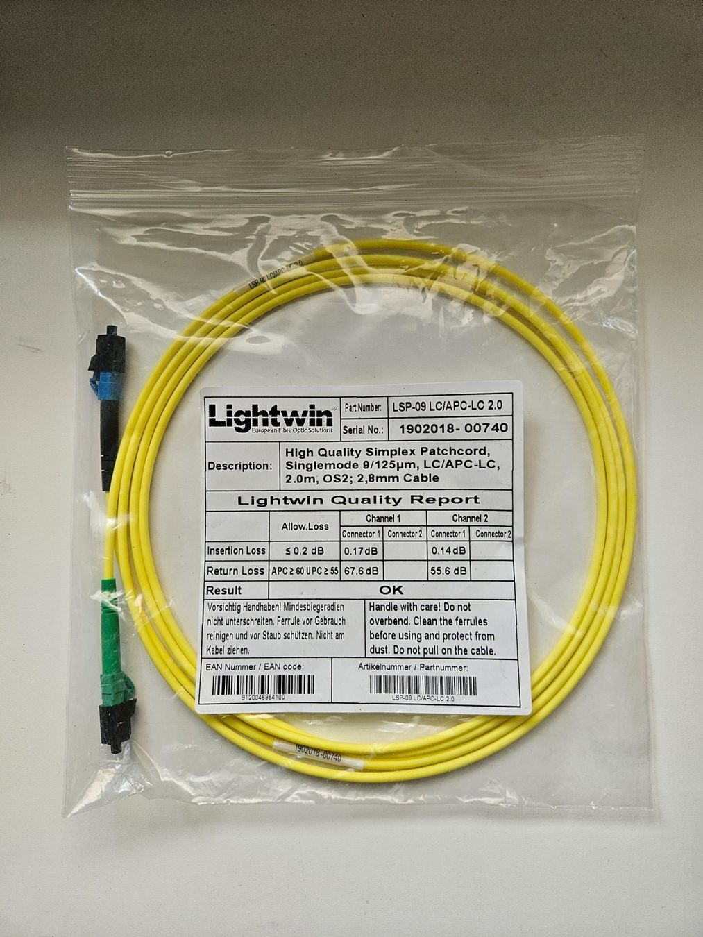 Cavi: LWL-Patchkabel Singlemode LC/APC – LC, OS2, Simplex, 2 m – Nuovo e nell'imballaggio originale da Rickenbach SO venduto da buyout