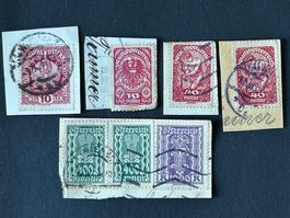 Österreich 7 Briefmarken antik 1916-1922 Heller + Kronen ✔️