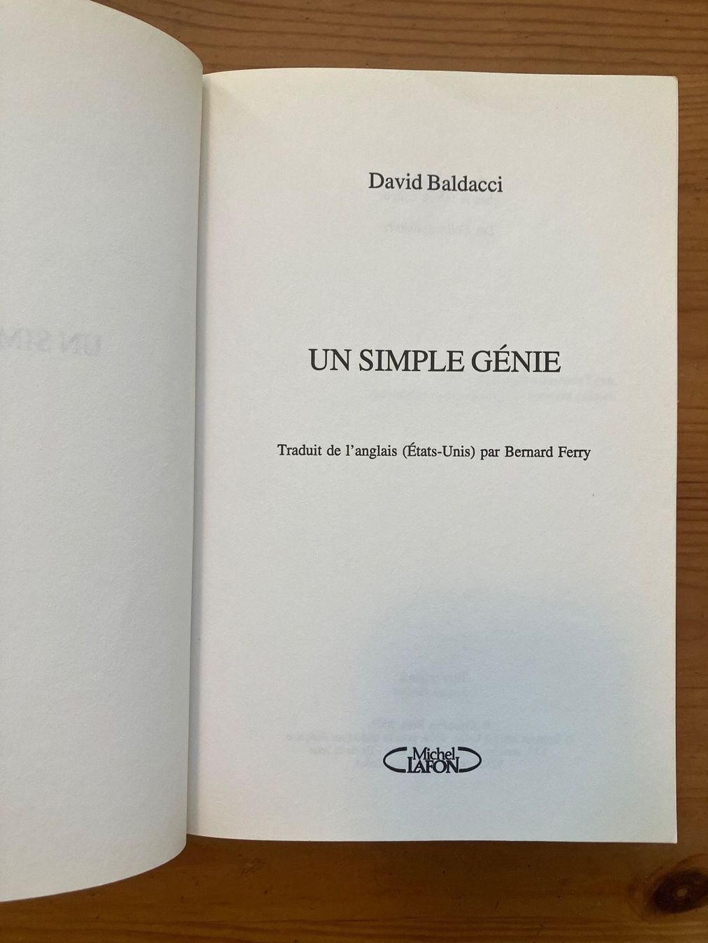 Libri: Un simple génie (David Baldacci) – Usato da Meyrin venduto da Julien333 1
