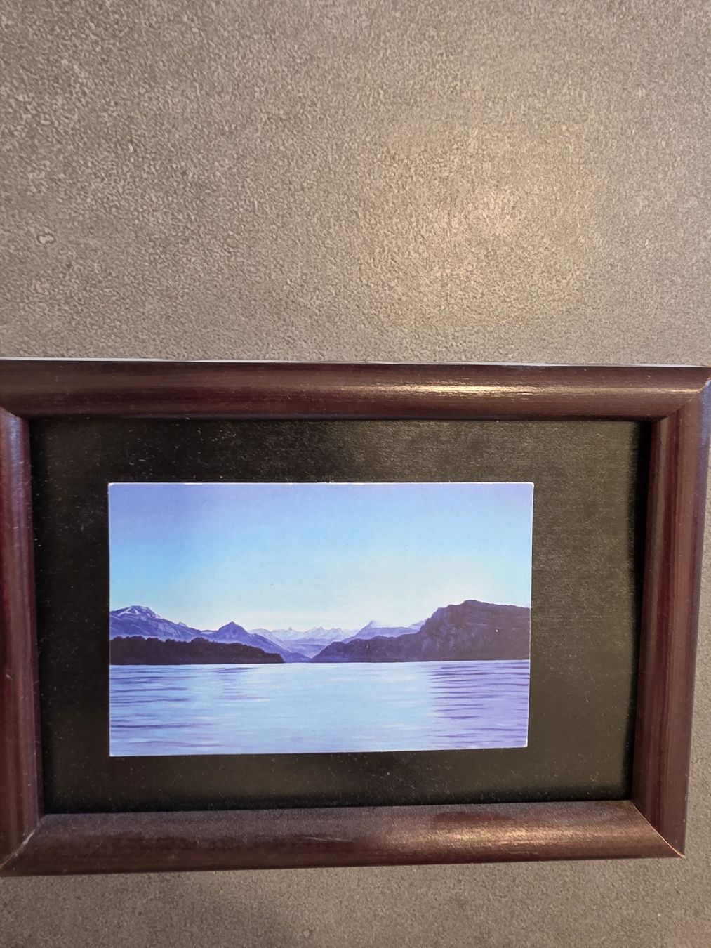 Foto & Immagini: Kleines gerahmtes Bild Schweizer Berglandschaft / See | Holz – Usato da Rain venduto da gary777
