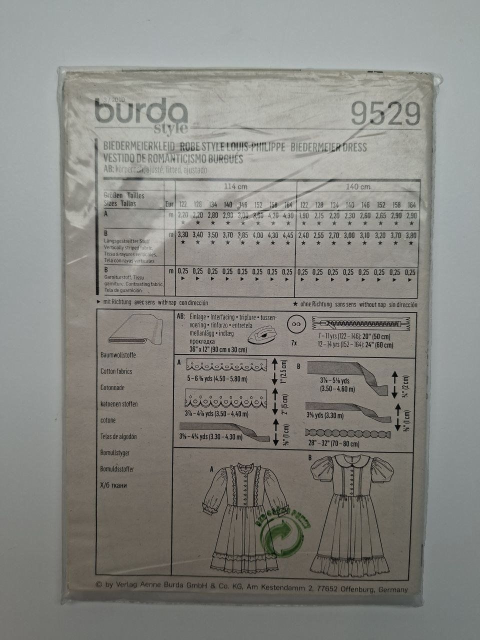Cartamodelli: Schnittmuster Burda 9529 Bidermeierkleid - Neu & OVP – Nuovo e nell'imballaggio originale da Männedorf venduto da 12_Angry_Doughnuts 1