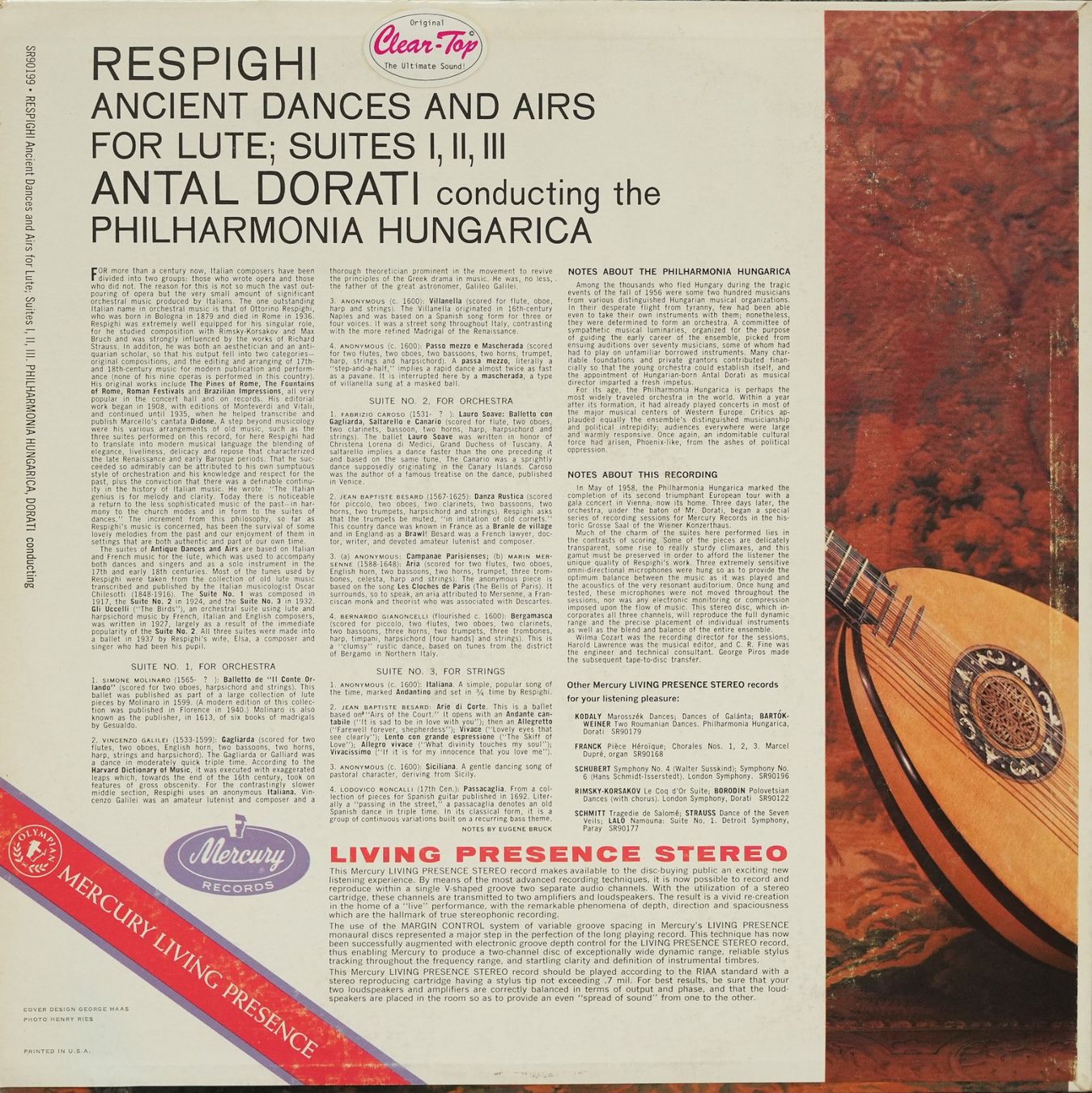 Dischi in vinile: Mercury SR 90199 / Respighi / Ancient Dances – Usato da Brunnen venduto da Techfreak1 1