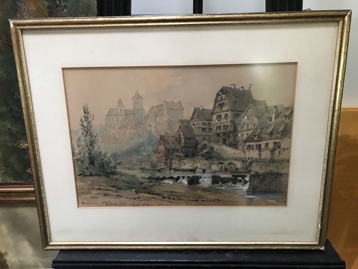 Dipinti: F. Bettex 1890 Besigheim Aquarell – Usato da Wolfhalden venduto da SecondAntique