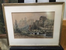 F. Bettex 1890 Besigheim Aquarell