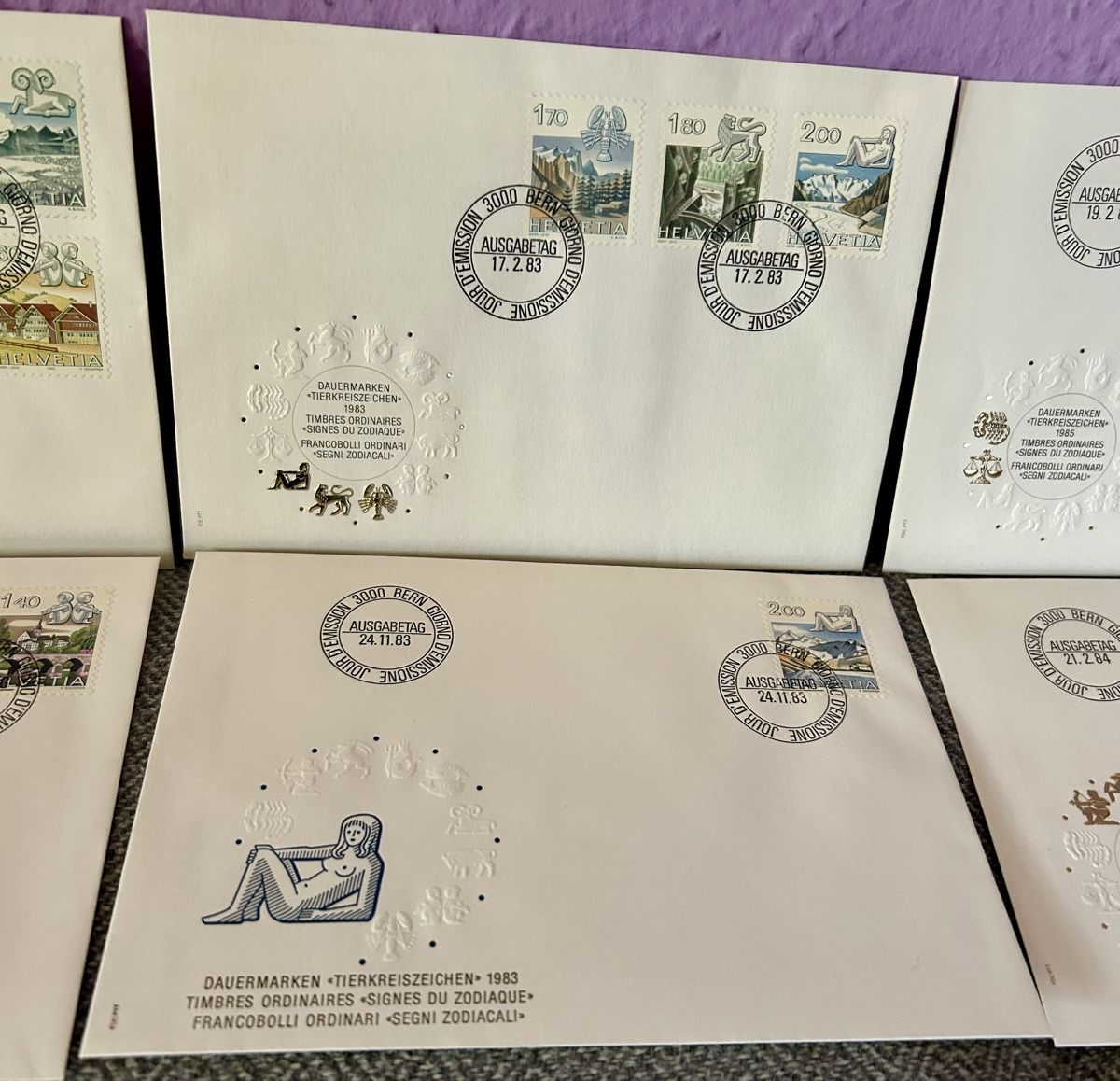 Tutti i francobolli: FDC timbres zodiaque 1982-86 complet – Usato da Petit-Lancy venduto da Pierre_le_voyageur 2