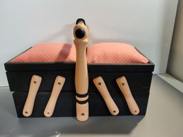 Boîte à couture vintage en bois upcyclée
