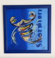 Wandbild, Sternzeichen „Skorpion“ mit blauem Rahmen