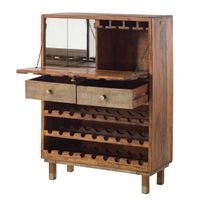 Wooden Bar Cabinet with 2 Drawers and Wine Rack