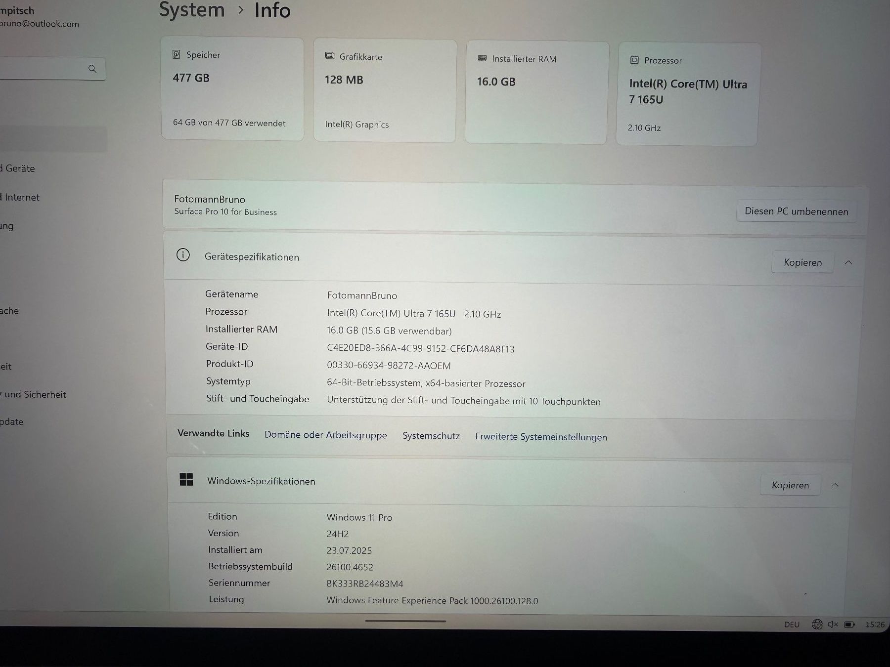 Microsoft Notebooks: Microsoft Surface Pro for Business – Gebraucht aus Romanshorn von Olitra 6