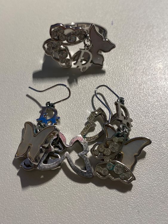 Parure De Bijoux Argent 925 : Bague, Pendentif, Boucles D'oreilles - Rubis & Topaze Blanche Imitation