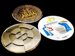 3 Untersetzer dessous verre coaster sign. numm. Kunst Art