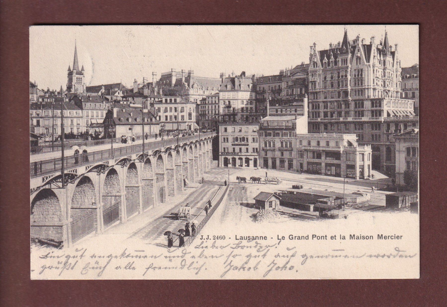 Ansichtskarten: LAUSANNE - Flon et Maison Mercier - 1904 – Gebraucht aus Pully von nicecards