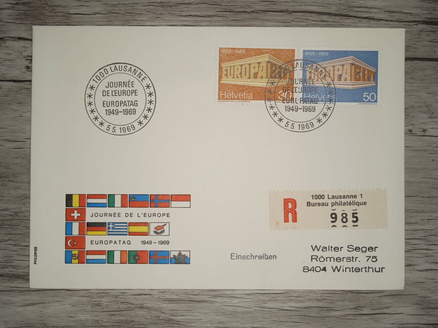 Tutti i francobolli: TR16 Enveloppe  + Timbre Suisse 1969 – Usato da Cousset venduto da Patrick_Collections
