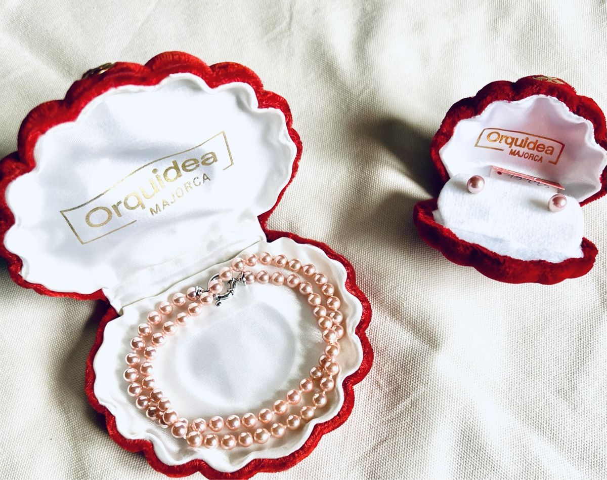 Catenine: Perlenkette & Ohrstecker Set, Orchidea Mallorca – Usato da Lausen venduto da Mysli1 1
