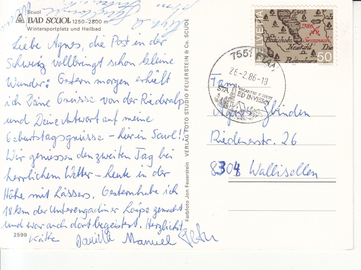 Cartoline postali: Scuol 1986 – Usato da Bürglen TG venduto da StampGraf 1
