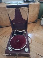 Antiker Koffergrammophon Thorens, für Schellack Platten