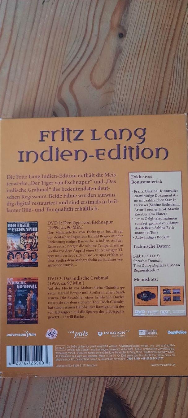 Tous les DVDs: Fritz Lang Indien-Edition DVD-Set gebraucht – D'occasion à Konolfingen par the_5fqm 1