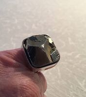 ALTER PYRIT-ECHTSTEIN-RING, GEFASST IN SILBER