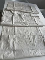 Alte Leinen Bettwäsche, Handarbeit mit Spitze, Vintage 53