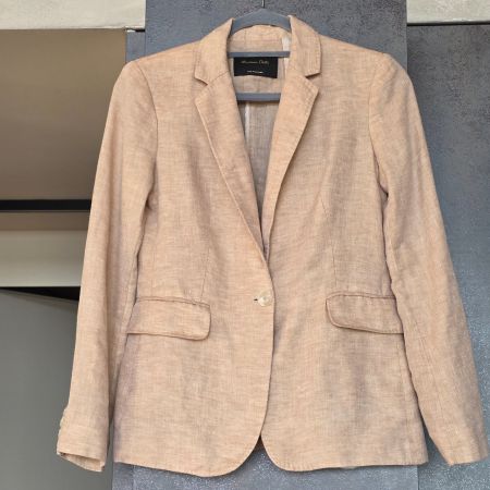 🐸 MASSIMO DUTTI BLAZER JACKE 36 KURZJACKE BEIGE