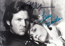 Jeff Bridges + Jane Fonda - altes, orig. sign. Halbgrossfoto