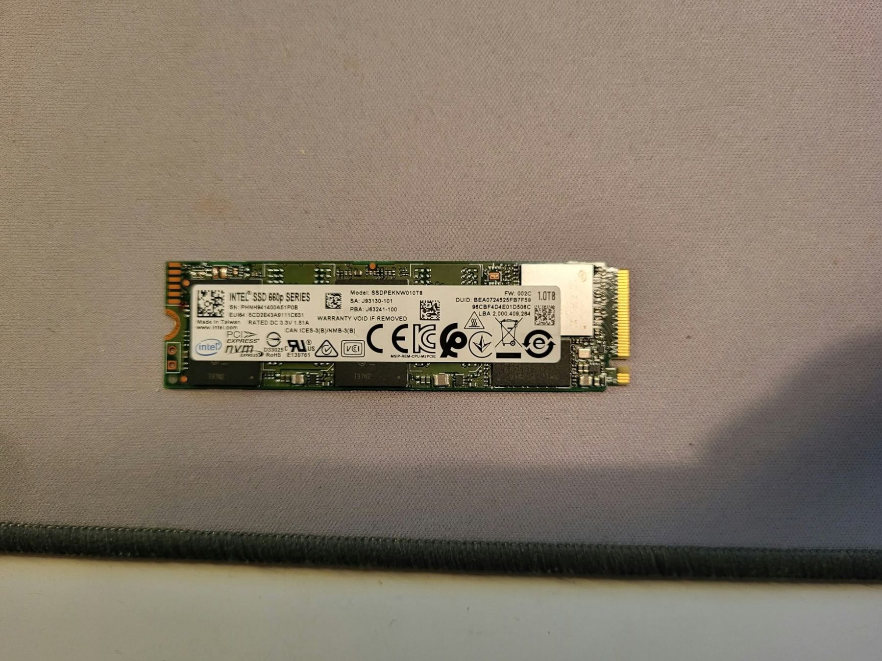 Intel Dischi rigidi: Intel 660P 1TB SSD m.2 NVME – Usato da Unterengstringen venduto da CyberCore