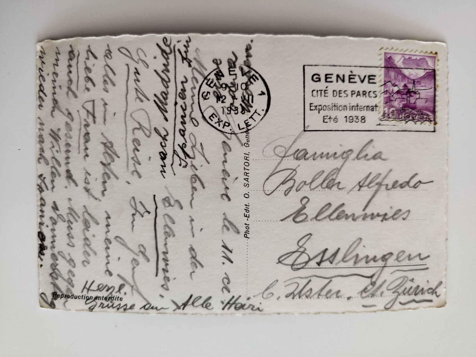 Cartoline postali: Raddampfer, Genf/Genève, dat.1938 – Usato da Ohmstal venduto da Lebensfreude05 1