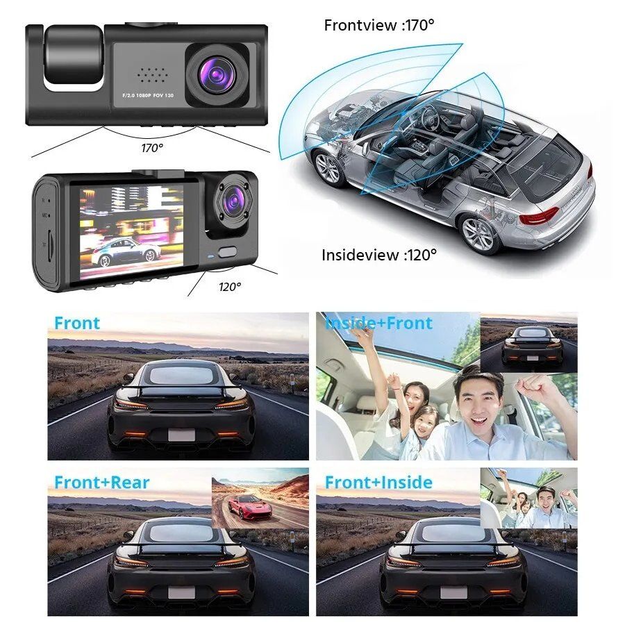 Action Cam: Auto Dashcam-Camcorder Kamera-Dvr-Recorder 3-Objektiv – Neu und originalverpackt aus Genève von Top-Trend 9