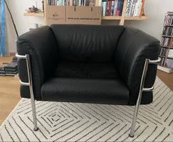 Sessel LC3 Replica Leder Schwarz Gestell Chrom