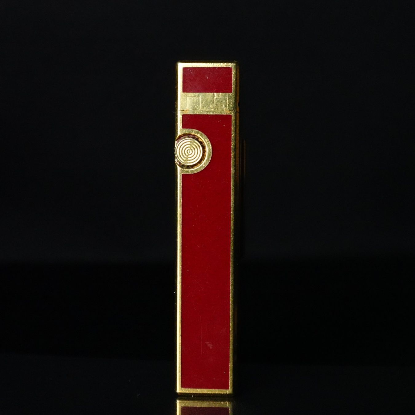Dunhill Accendini: Dunhill - Lacquer Red Pattern Rollagas Lighter vergoldet – Usato da Bruettisellen venduto da Collector_Store 2
