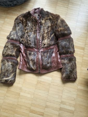 Winter Lederjacke mit Pelz von Kor@Kor, Grösse 42 Top!