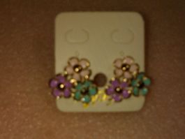 OHRRINGE MODESCHMUCK,,MIT BLUMEN,,MEHRFARBIG