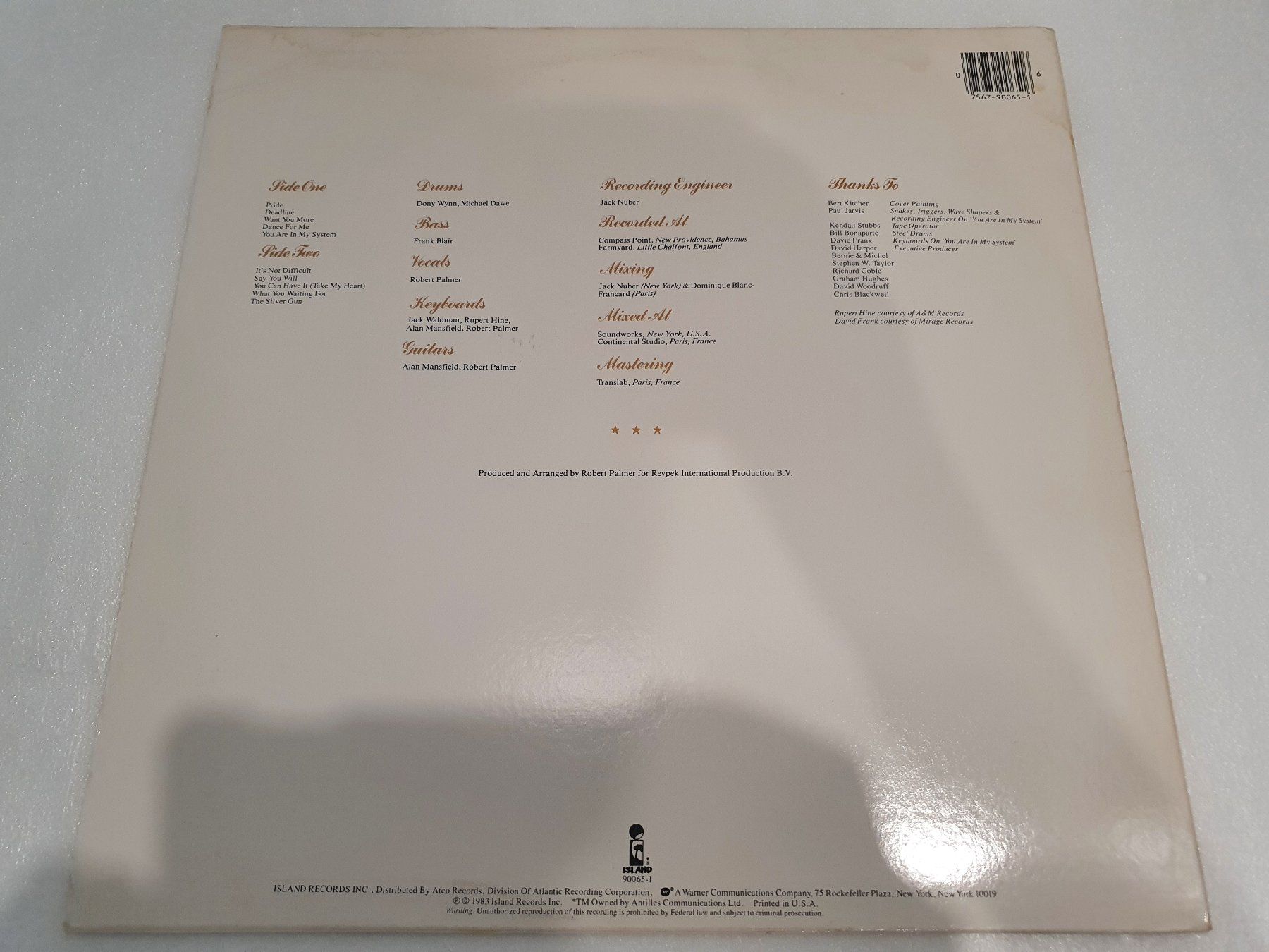 Dischi in vinile: Robert Palmer – Pride – Usato da Uster venduto da Vinyl-Leidenschaft 1