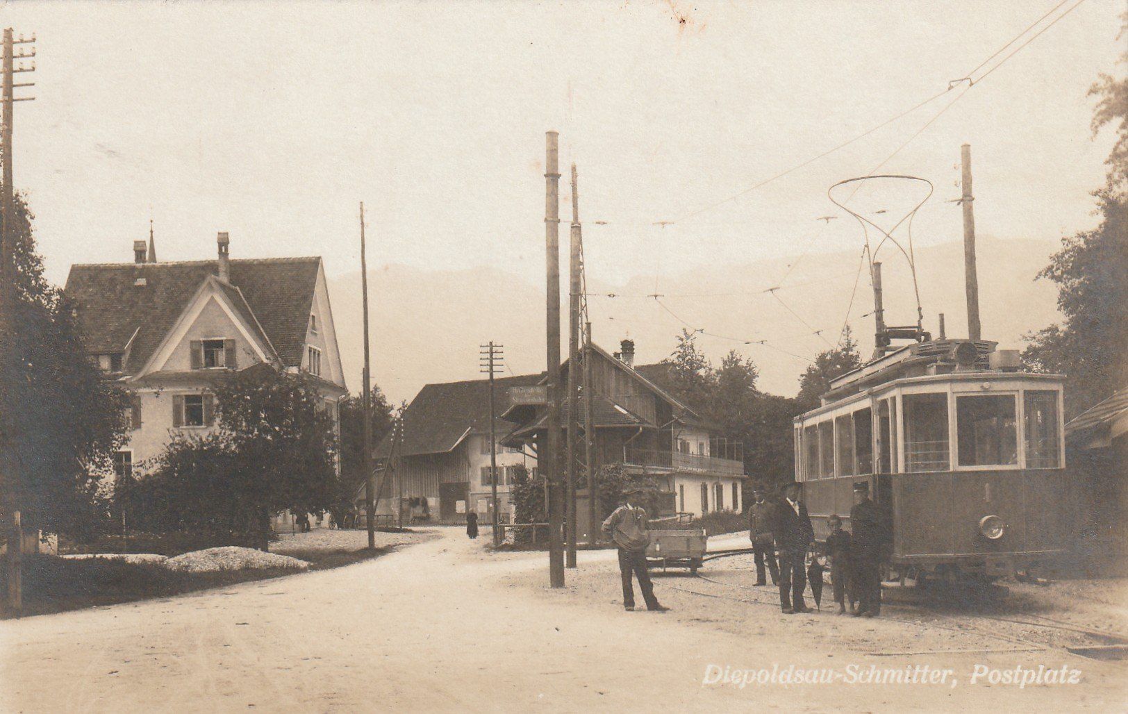 Ansichtskarten: Diepoldsau - Schmitter Postplatz mit Tram – Gebraucht aus Rorschacherberg von fratovi2