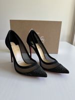 Escarpins talons Christian Louboutin Follies strass noir 37