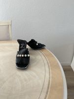 PASSO per PASSO Mules Schwarz Leder Fransen Gr. 40 Italien