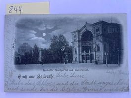 Gruss aus Karlsruhe Festhalle, 1898 mit Stempel