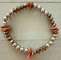 Armband Perlen Muschelschalen beige bronzefarben neu