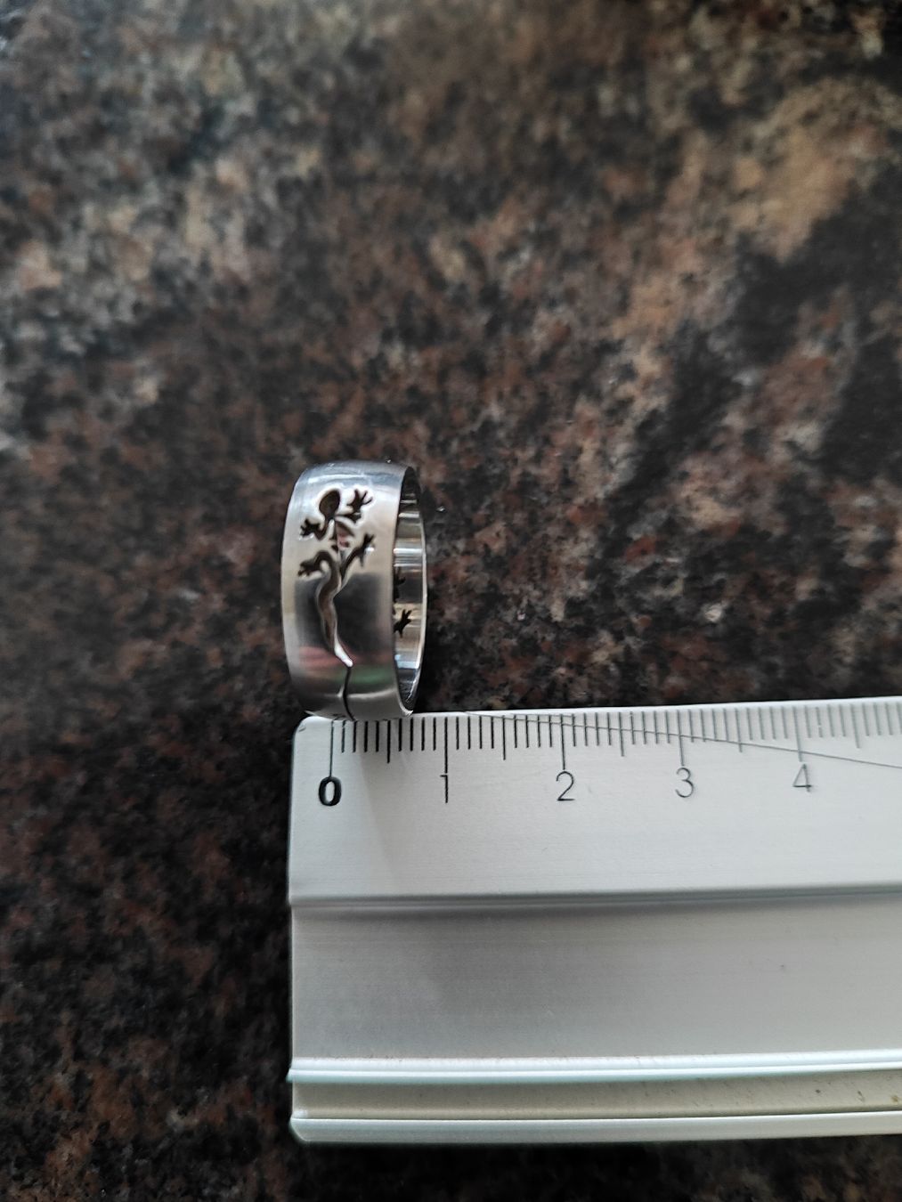Anelli: Edelstahlring, mit Eidechsen Motiv, 8mm breit – Usato da Madiswil venduto da marmotte63 2